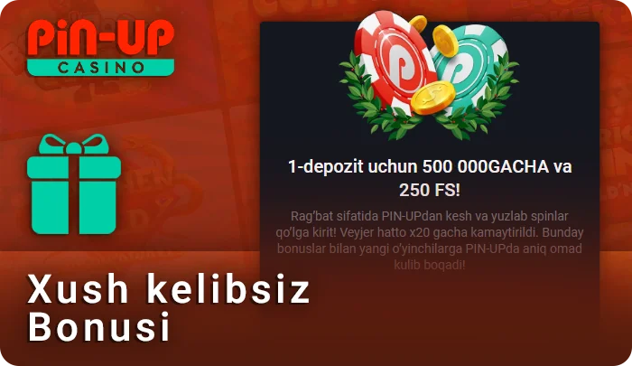 PIN Up UZ onlayn kazinosida xush kelibsiz bonus oling