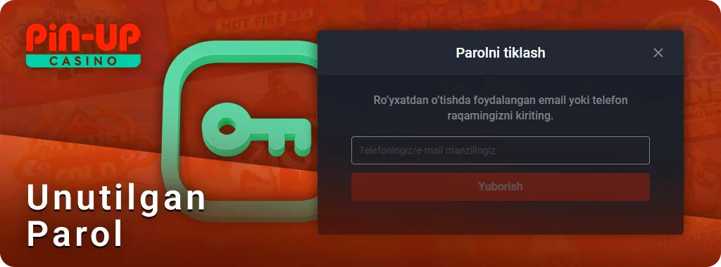 PIN Up Casino-da parolni tiklash bo'yicha ko'rsatmalar