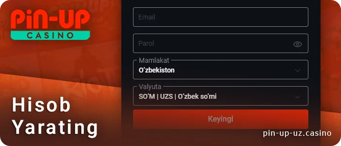 PIN Up kazino veb-saytida ro'yxatdan o'ting